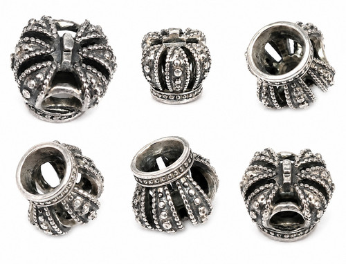 Vintage Crown Spacer Bead Charm Silver Tone European Style Bracelet Bead. 1 Bead