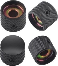 Metal Guitar Knobs Dome Control Knobs with Black Knurled Barrels 6Mm Split Shaf