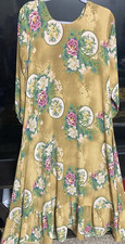 Brand New Gold Pink Green Floral Maxi Dress Long Sleeve Style and Comfort
