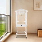 Rolling Iron Bird Cage with Play Open Top & Feeding Cups for Multiple Birds Home