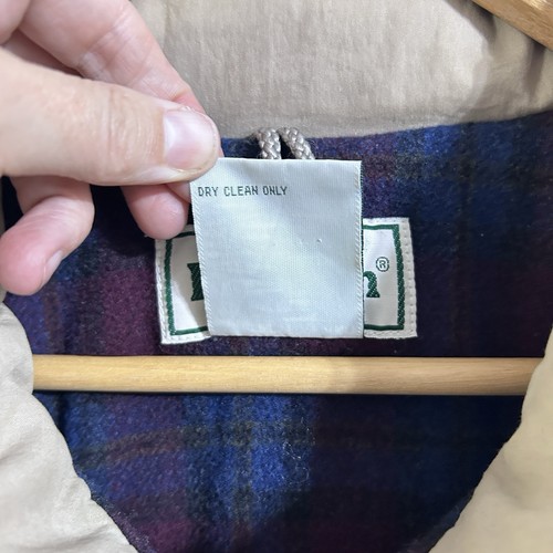 VTG LL Bean Wool Lined Long Parka Coat Beige Mens Large Hidden Hood Fall Winter - Picture 7 of 17