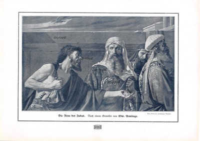 The Repentance of Judas - Edward Armitage - 1913 Art Print ~20x28cm -