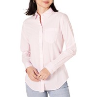 Amazon Essentials Damen Regular-Fit Langarm-Button-Down-Popeline-Hemd, Rosa
