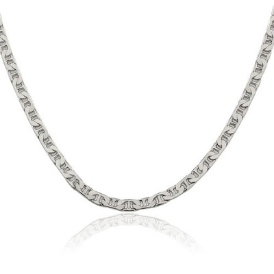 925 Sterling Silber 3 mm flache Mariner Gliederkette Halskette