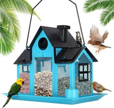 Solar Bird Feeders House Outside Hanging Metal Wild Bird Feeder Outdoors Large
