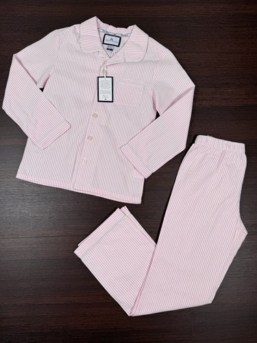 Petite Plume Girls Pajama Set - Girls 10 - Pink White Stripes - NEW - Read