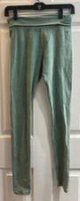 T-Party Fold Over Mineral Washed Tapered Leggings Yoga Pants Green Small CJ72219
