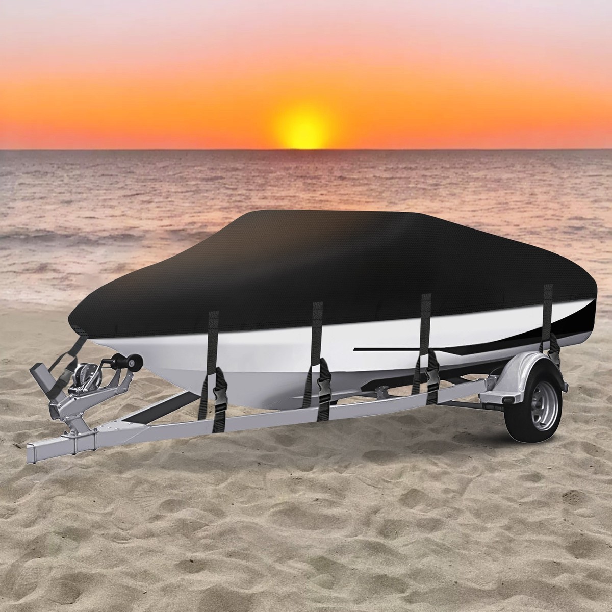 H&O × Geek Field Nitriding OD・CBCover 20' 21' 22' Heavy Duty Boat Cover Waterproof Rain V-Hull Fishing