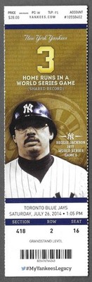 July 26 2014 New York Yankees vs Toronto Blue Jays ticket stub REGGIE JACKSON