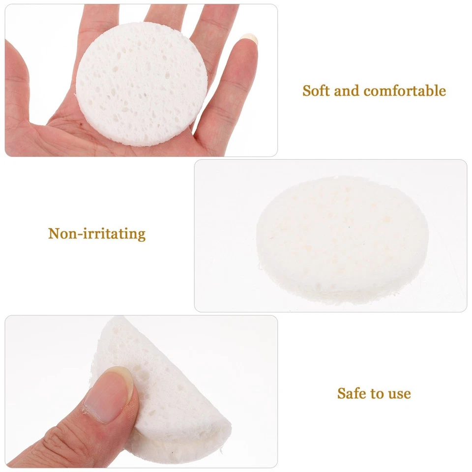 50 Pcs Face Cleansing Sponges Wood Pulp Cotton Washing Face Powder White - Image 3 of 4