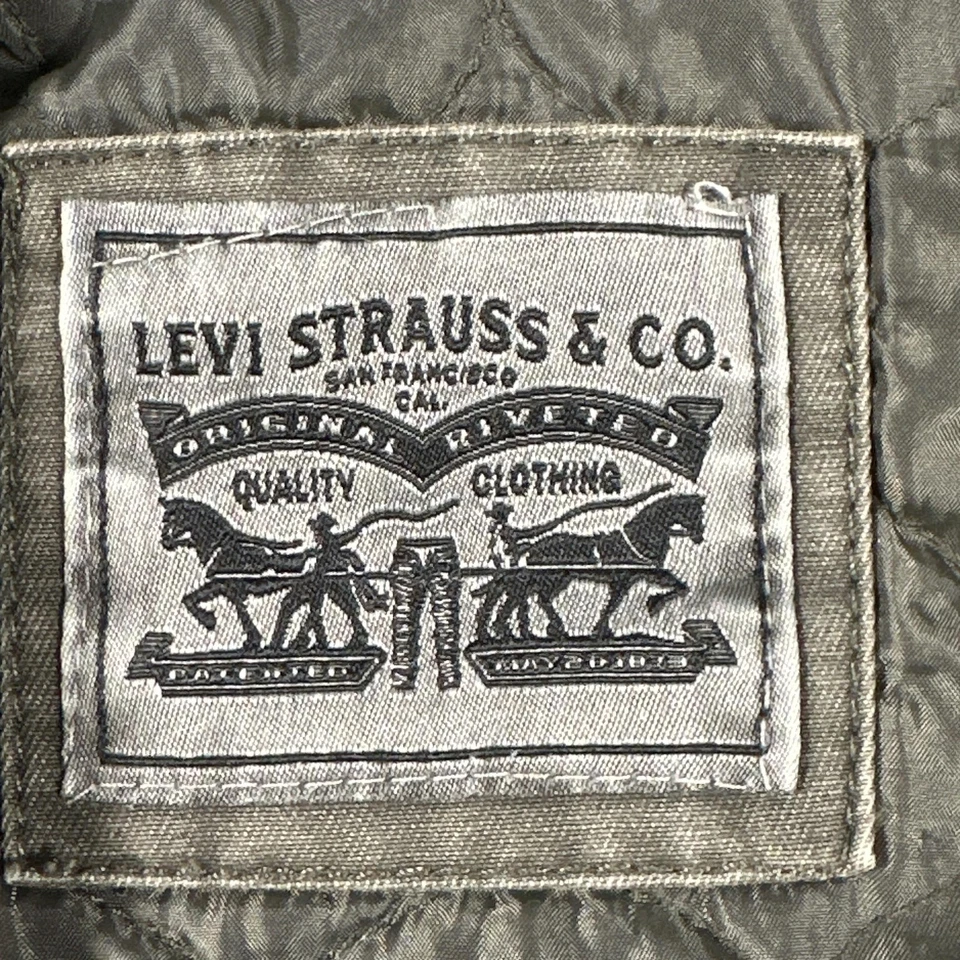 Chaqueta Levis Para Hombre Extra Grande Verde Con Capucha Acolchada Forrada Algodón Parka Abrigo Foto 3 de 4