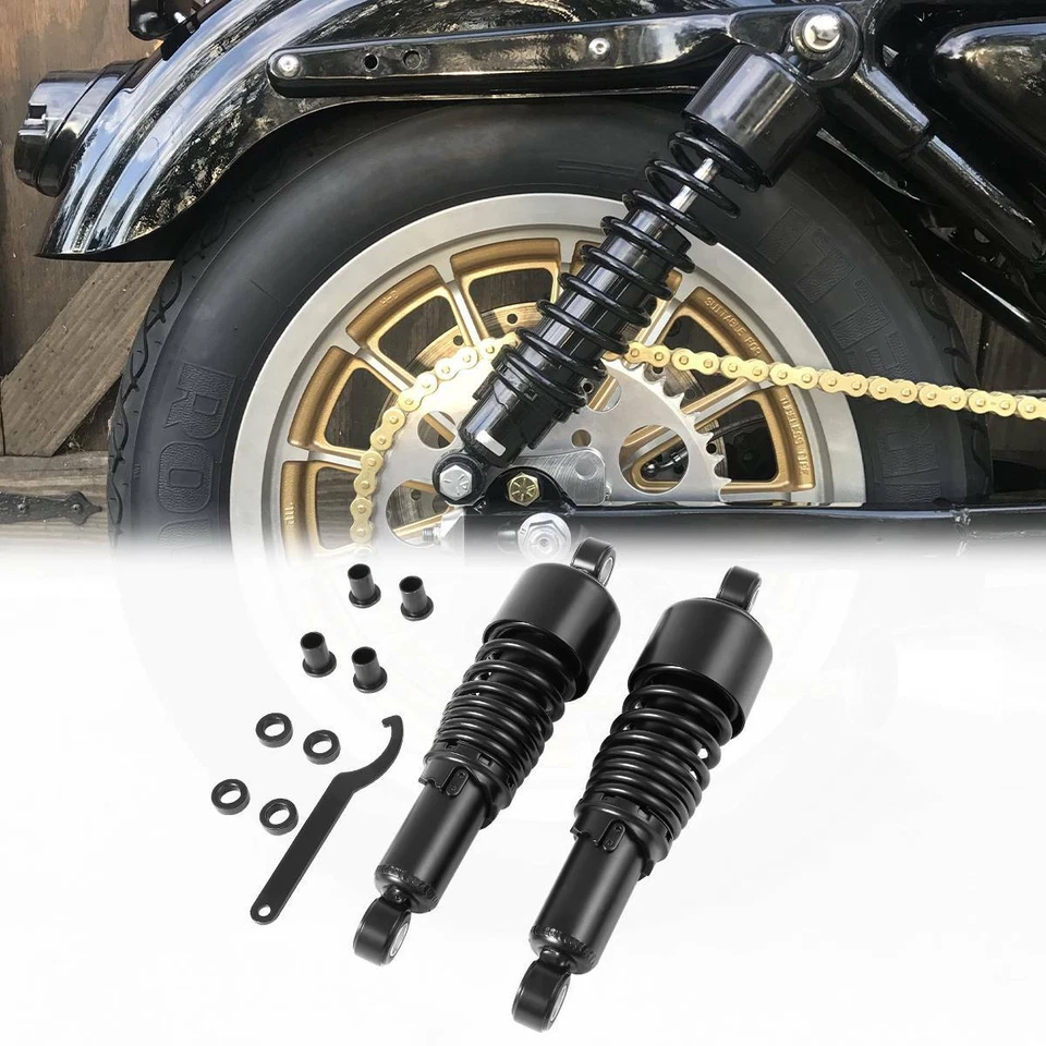 Par de amortiguadores traseros negros de 10,5"" 267 mm aptos para Harley Davidson Sportster 883 1200 Foto 3 de 4
