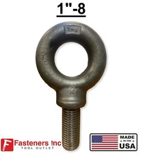 1-8 x 2.50" Thread Lifting Eye Bolt Eyebolt Forged Black USA Domestic
