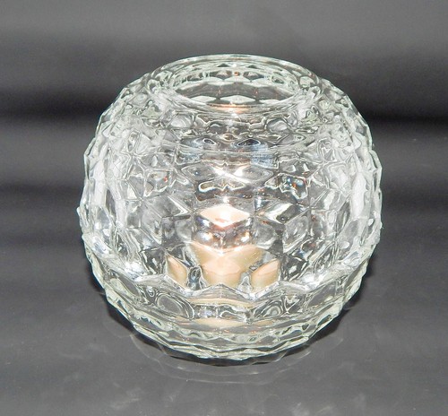 Homco Clear Glass Cubist Design Globe Fairy Lamp Candle Holder - Picture 12 of 12
