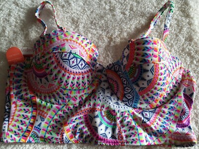 Matalan Size 32B Adjustable Spaghetti Strap Underwired Multicolour Bikini Top