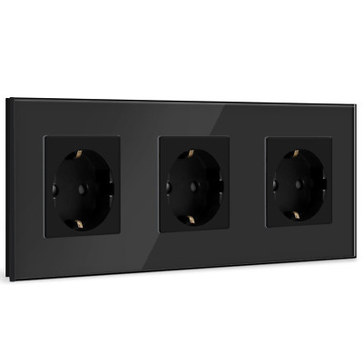 Schuko-Steckdose mit 3 Fächern, aus Kristallglas, Schuko-Steckdose Dreifachsteckdose aus 