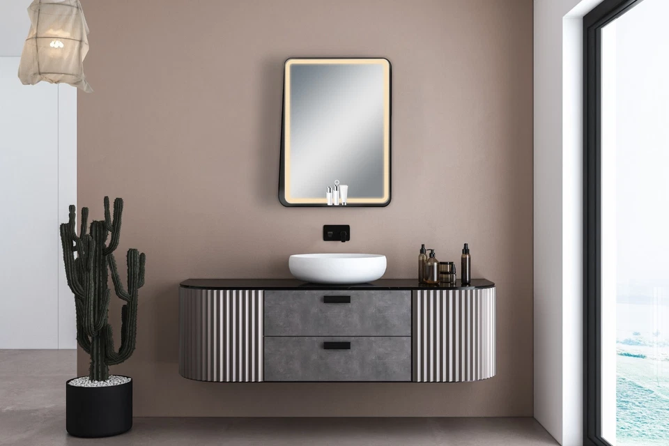 Зеркало Zara 24 дюйма ширина x 32 дюйма высота со светодиодной подсветкой со встроенной полкой - Изображение 2 из 4