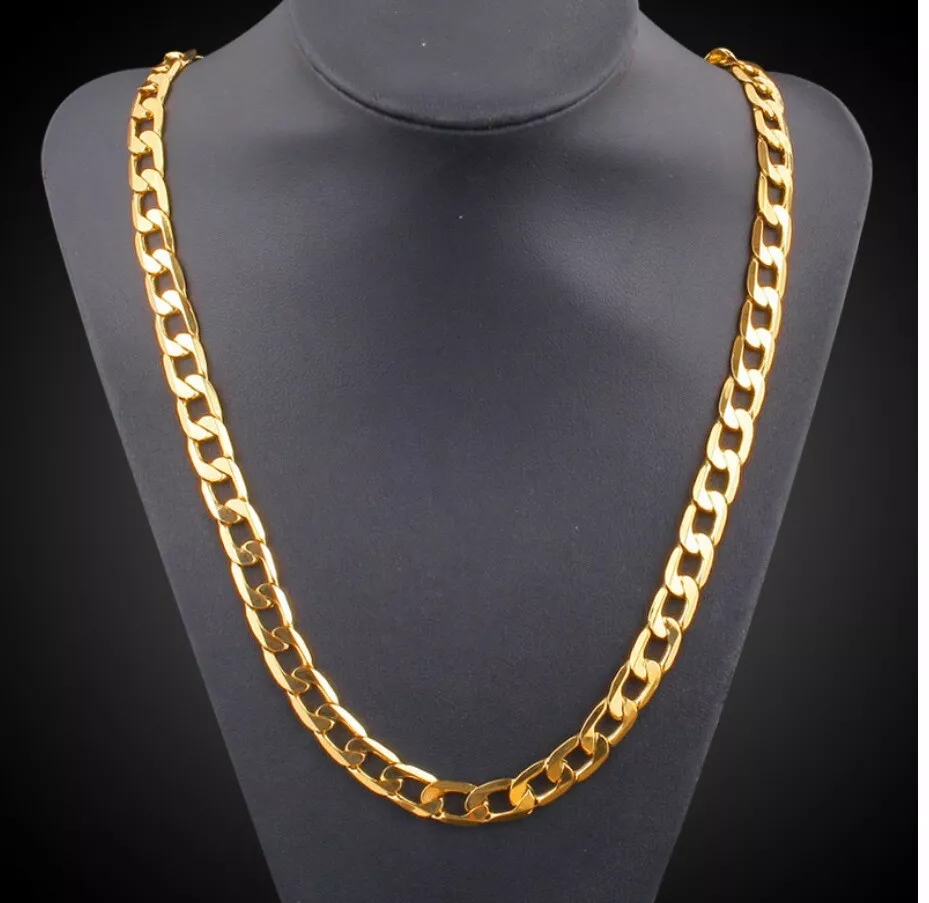 Men s Real 18K Gold Filled Nickel Lead Free 5mm Wide Curb Chain Necklace X819G