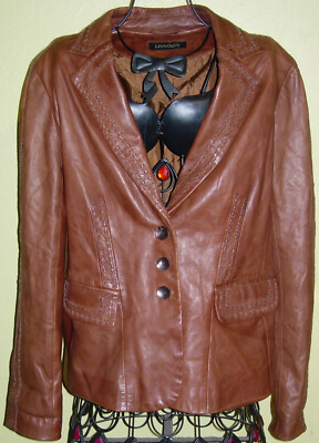 123) Brown very soft ladies lamb leather Blaser size 42 - by Lissandy company
