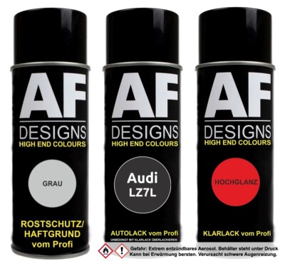 Spraydose für Audi LZ7L Lavagrau Perl Autolack Klarlack Grundierung  Set