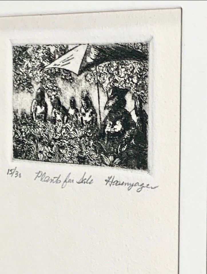 Lápiz de arte en bloque hawaiano firmado Shirley Hasenyager “Plantas en venta” 15/30 de colección Foto 3 de 4