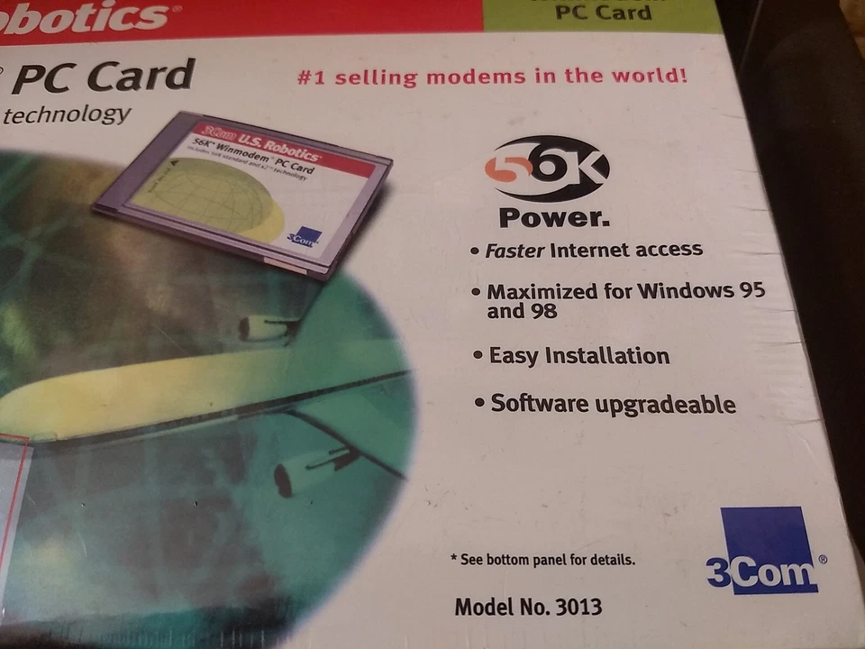 3Com U.S.Robotics Model 3013 56K Winmodem PC Card. Factory sealed. - Image 2 of 4