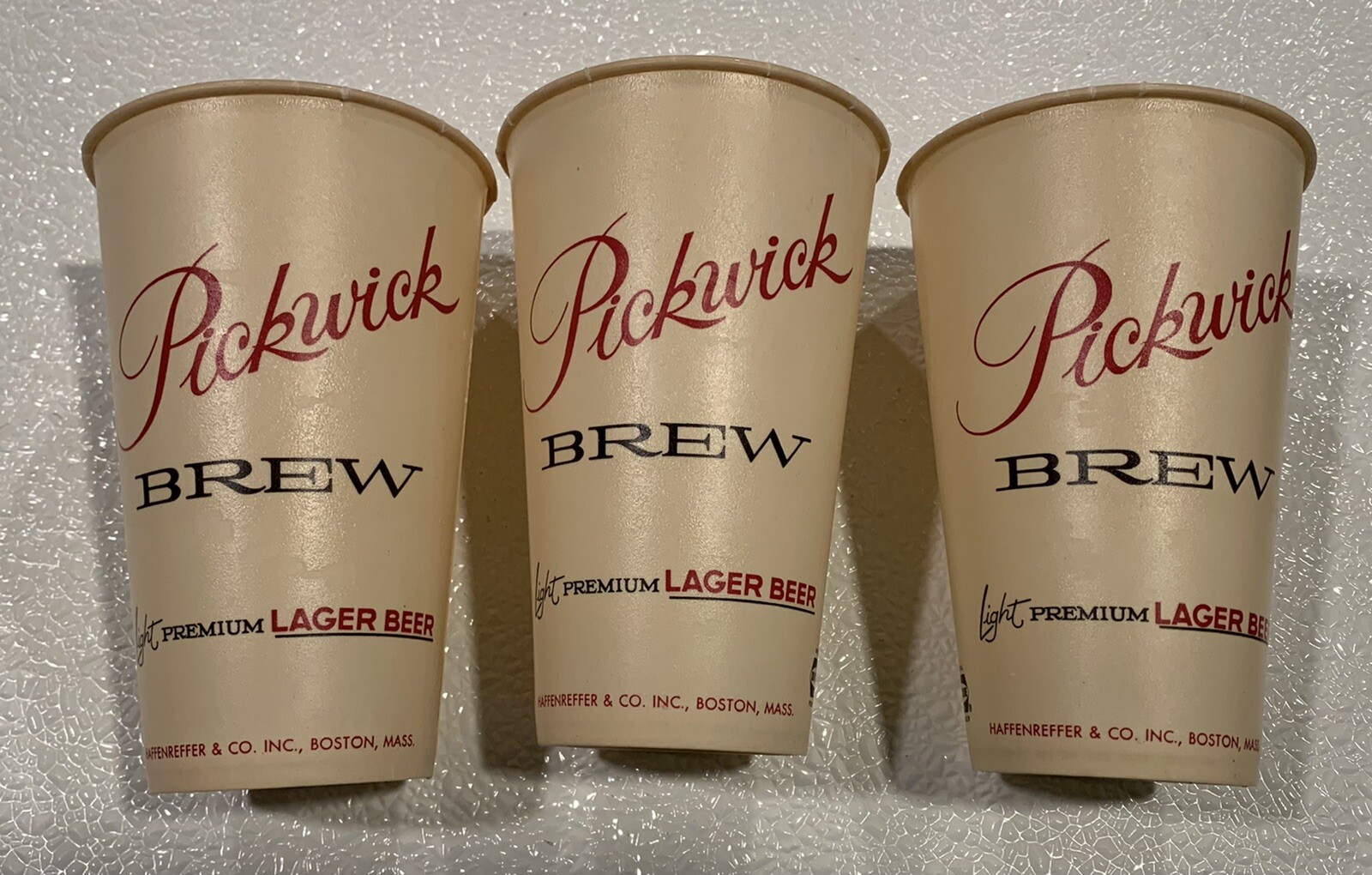 3 PICKWICK BREW WAX BEER ALE CUP HAFFENREFFER BOSTON MASSACHUSETTS DIXIE