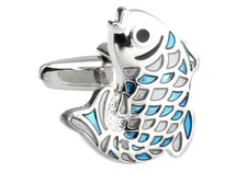 Fish Rainbow Pair Cufflinks Diver Sea Wedding Fancy Gift Box & Polishing Cloth