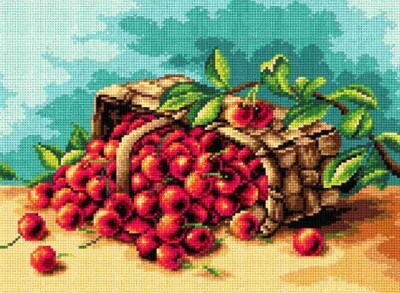 ''Cherries'' Printed Canvas forTapestry Gobelin Embroidery Orchidea 2366J