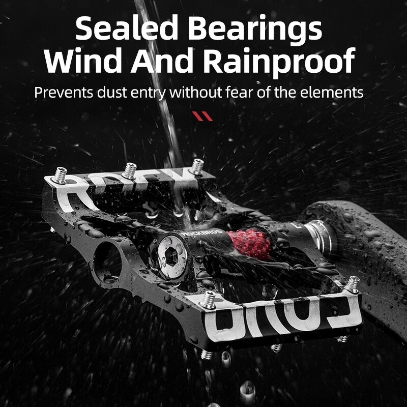 Pedales de bicicleta de montaña ROCKBROS 9/16"" rodamiento de aleación de aluminio pedales reflectantes Foto 2 de 4