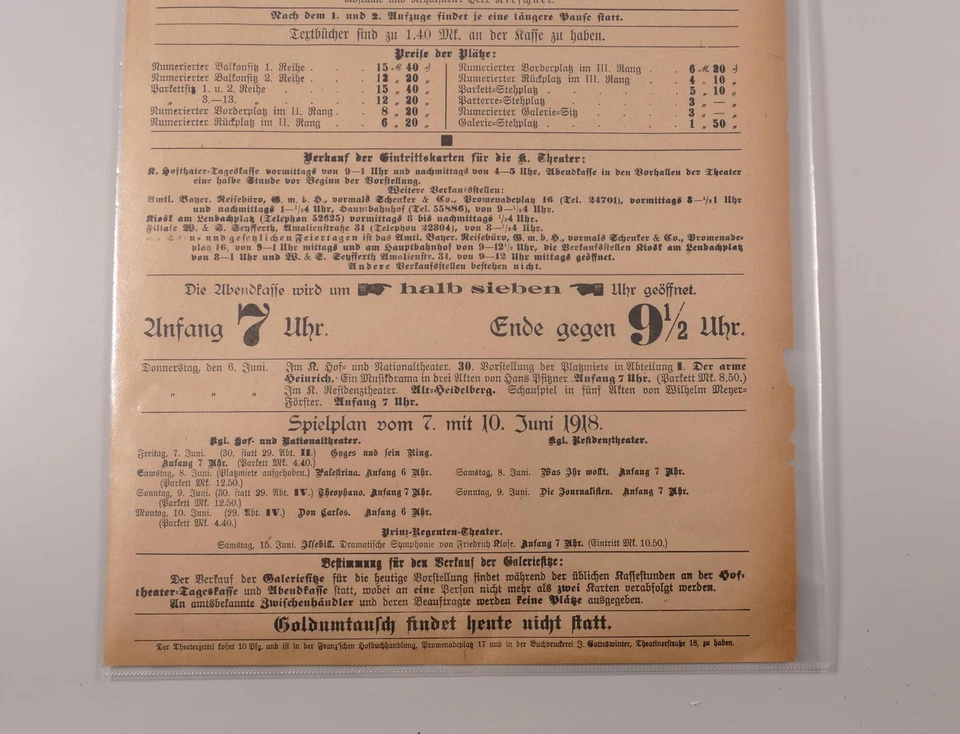 Plakat Hof-National Theater München 5 Juni 1918 Theophano - Bild 3 von 3