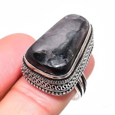 Natural Golden Sheen Obsidian Gemstone 925 Sterling Silver Jewelry Ring Sz8 US