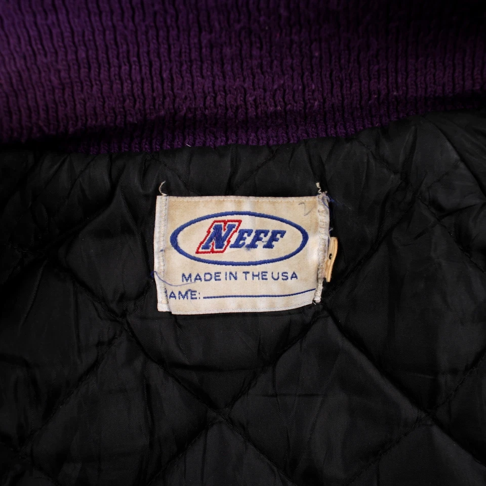 Chaqueta Universitaria Neff De Colección S Bomber Letterman Parche Bordado Hecho en EE. UU. Foto 3 de 4