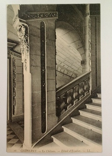 Cheverny Frankreich antike Postkarte Anfang 1900 Schloss Treppe - Bild 3 von 4