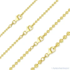 Moon Cut Bead Link Chain Necklace in 14k Yellow Gold-Plated .925 Sterling Silver