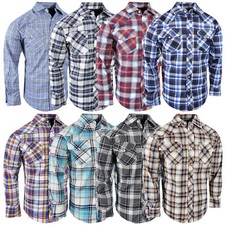 Plaid Shirt Mens Western Flap Pockets Triple Snap Cuff TRUE FIT Country Casual c