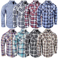 Plaid Shirt Mens Western Flap Pockets Triple Snap Cuff TRUE FIT Country Casual c