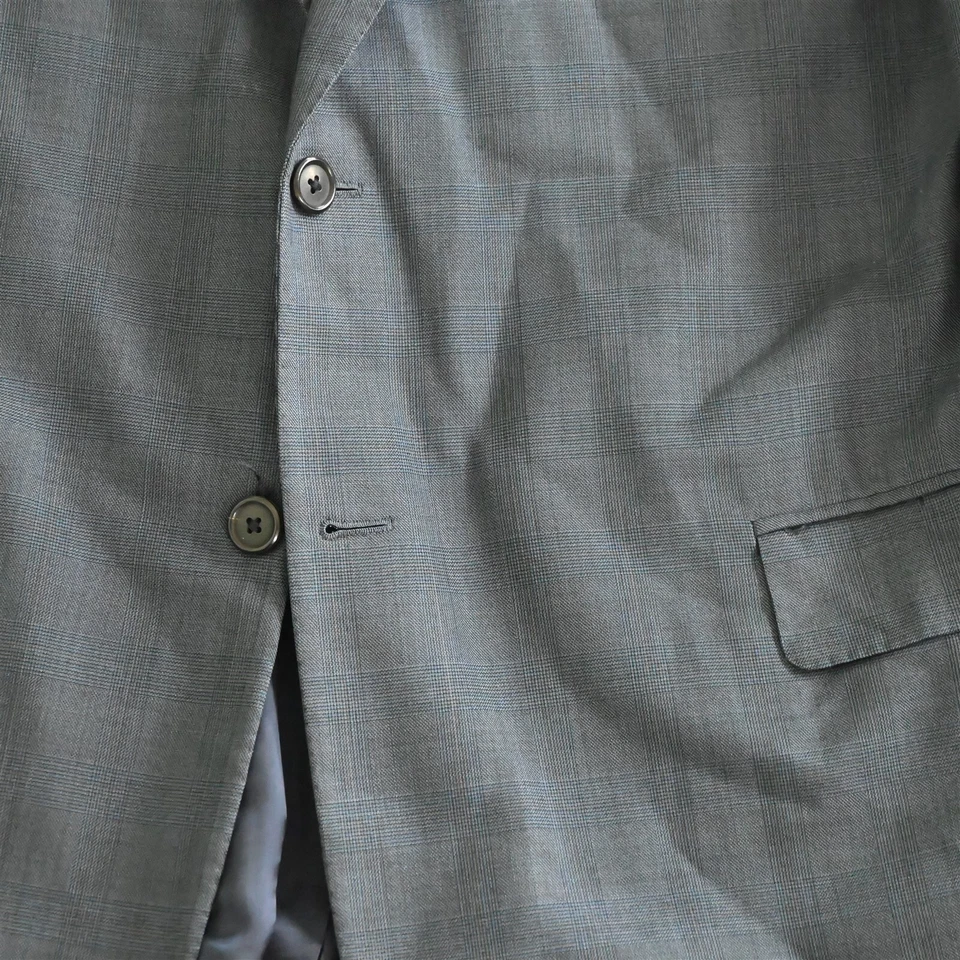 Jaqueta casaco esportivo masculina blazer lã xadrez azul Glenn Oxxford Clothes 48R - Imagem 3 de 4