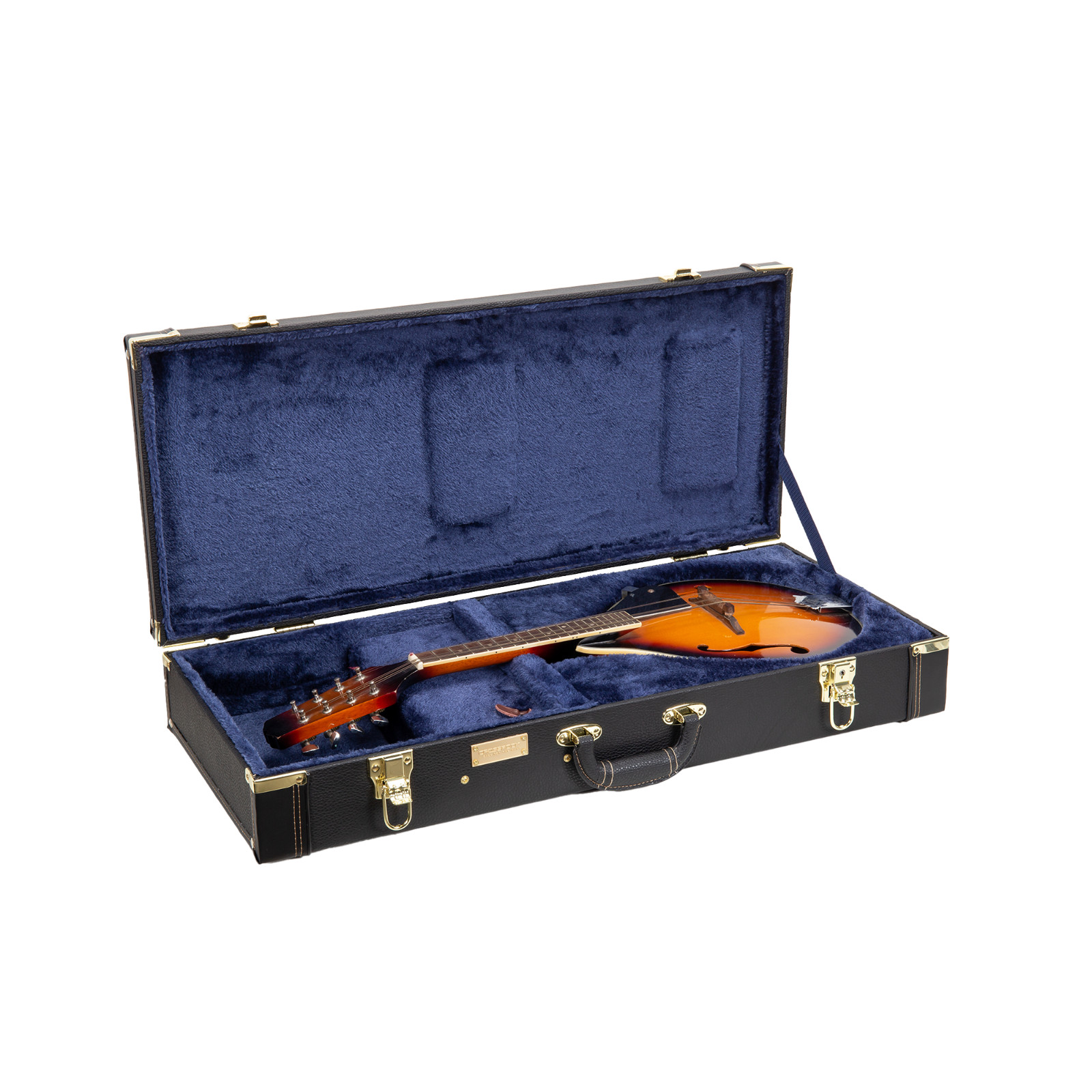 Crossrock Rectangular Wooden Case fits A-style Mandolins with Metal Feet-Black