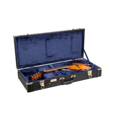 Crossrock Rectangular Wooden Case fits A-style Mandolins with Metal Feet-Black