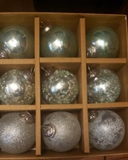 Tinsel and Fir Kugel Style Glass Christmas Ornaments