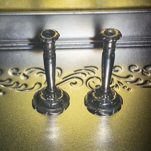 Vintage Paar 1 Zoll Guglielmo CINI Sterlingsilber Puppenhaus Miniatur Kerzenständer - Bild 6 von 11