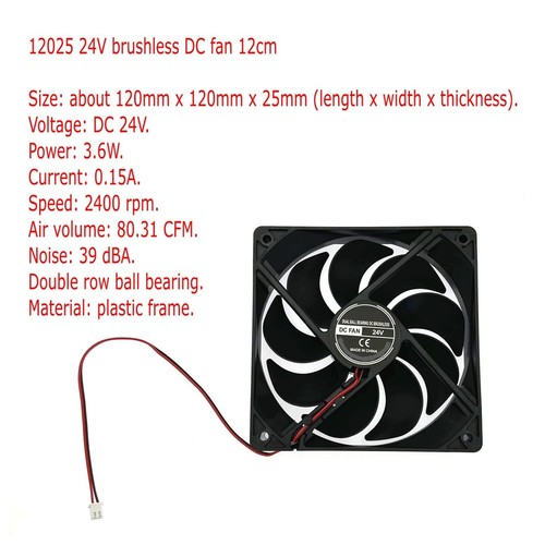 120 x 120 x 25 mm 2 pôles DC 24 V silencieux 12025 petit ventilateur silencie... - Photo 2/3