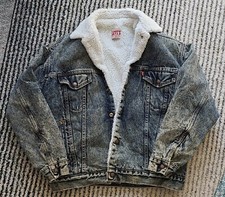AUTHENTIC LEVI'S Size M Sherpa Fleece Lined Denim Jacket VTG 1980 s