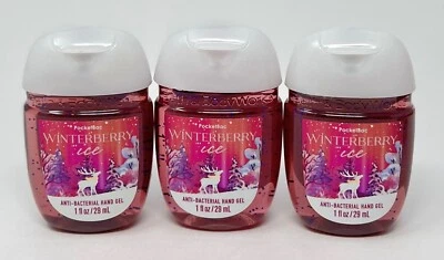 3 BATH & BODY WORKS WINTERBERRY ICE POCKETBAC ANTI-BACTERIAL HAND GEL SANITIZER
