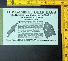 The Game Of Bean Bags - Vintage Instruction Guide and Rule Book - Carrom Company