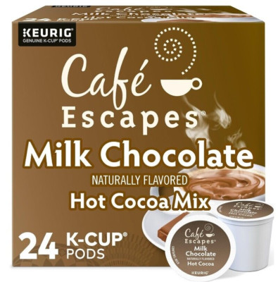 𝑲𝒆𝒖𝒓𝒊𝒈 𝑲-𝒄𝒖𝒑𝒔 Cafe Escapes MILK Chocolate Hot Cocoa 24 Count