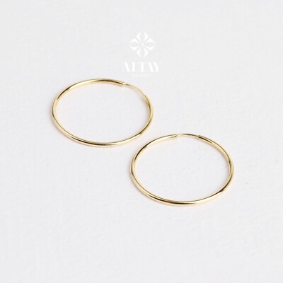 14K Gold Endlos Creolen, runde Creolen, dünne Creolen Huggies, minimalistisch