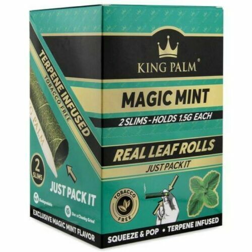 6X KING PALM 3 PACKS OF 2 EACH SLIM ROLLS MAGIC MINT REAL LEAF WRAPS 1.5G . Available Now for 11.57