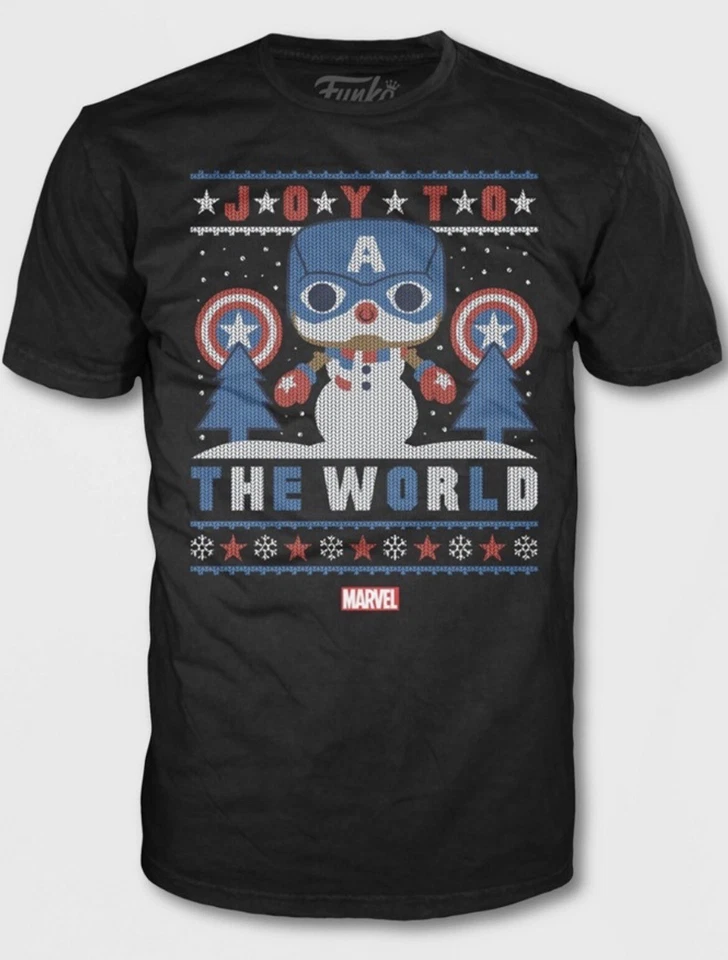 Marvel Capitán América Niños Alegría al Mundo Camiseta Negra Mini Funko Pop XS Foto 2 de 3